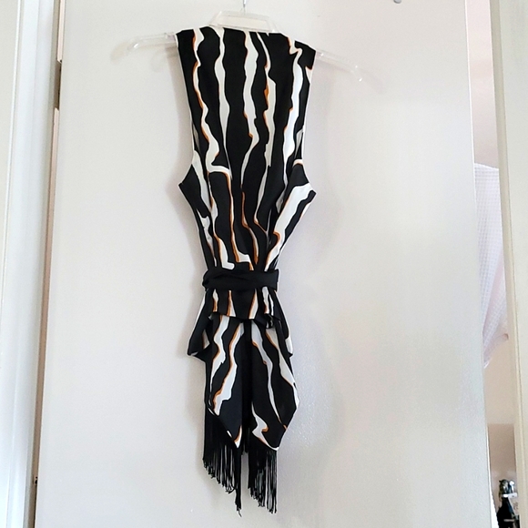 Cache animal print vest, waterfall front vest, fringed vest, leopard vest. sz.L - Picture 4 of 8